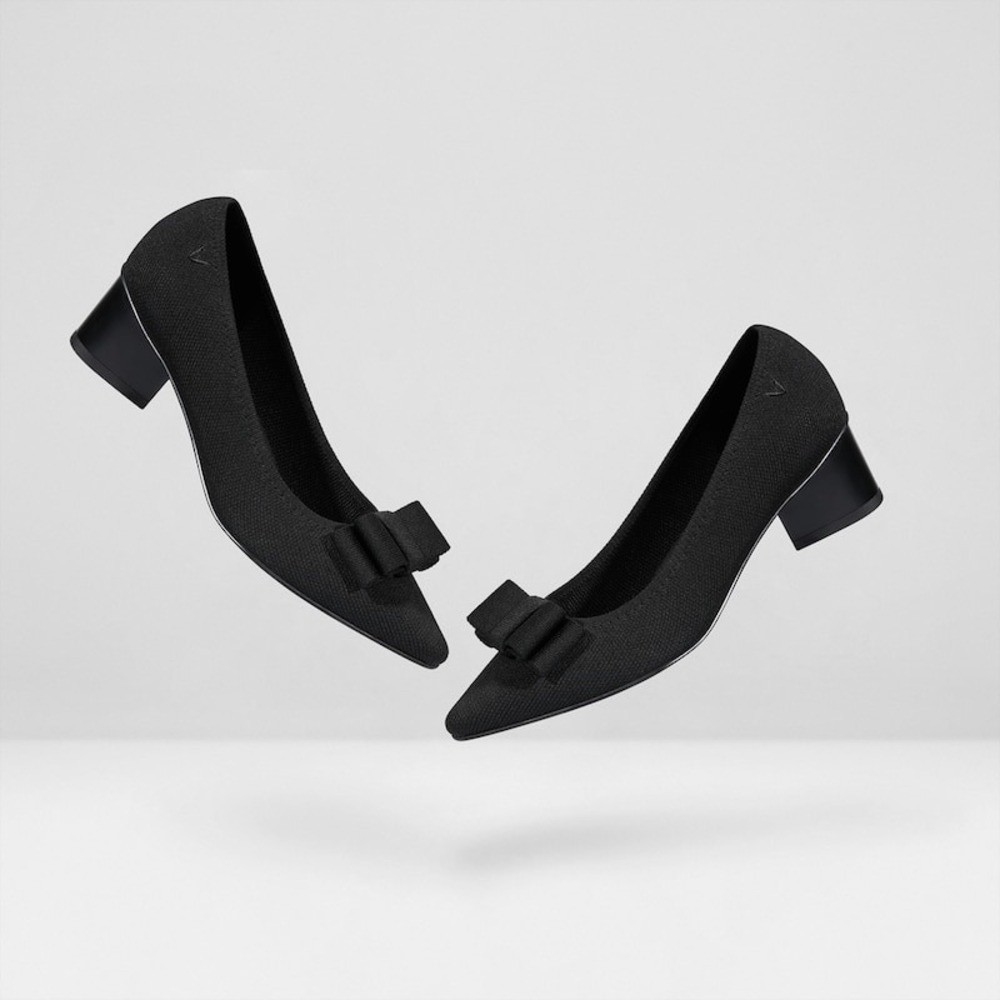 VIVAIA Pointed-Toe Bow Heels Black | EU 40 / US 9 Elegant Knit - Picture 2 of 11